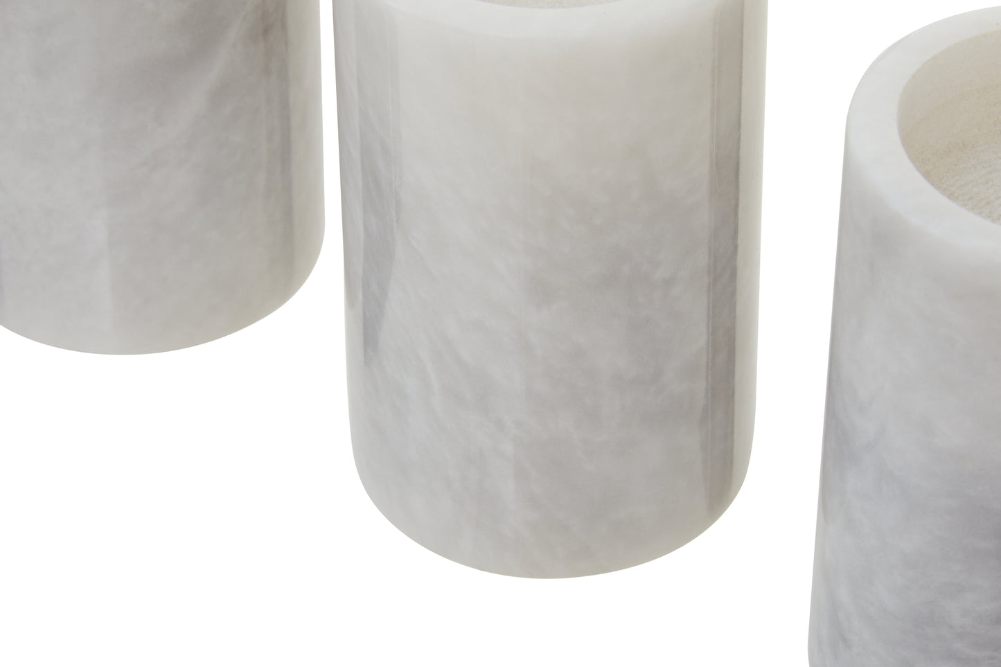 White Aristocratic Set of Three Marble Tealight Holders