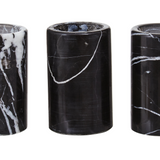 Black Aristocratic Set of Three Marble Tealight Holders