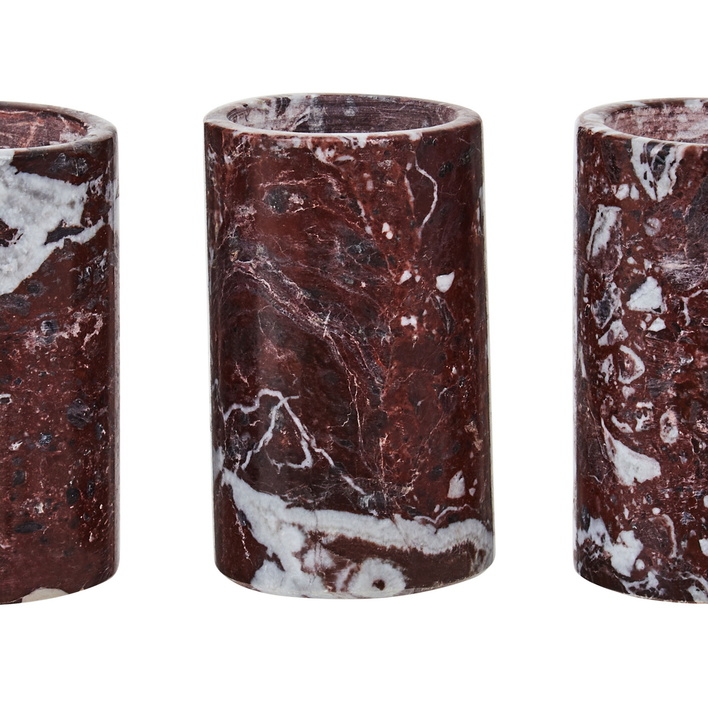 Red Aristocratic Set of Three Marble Tealight Holders