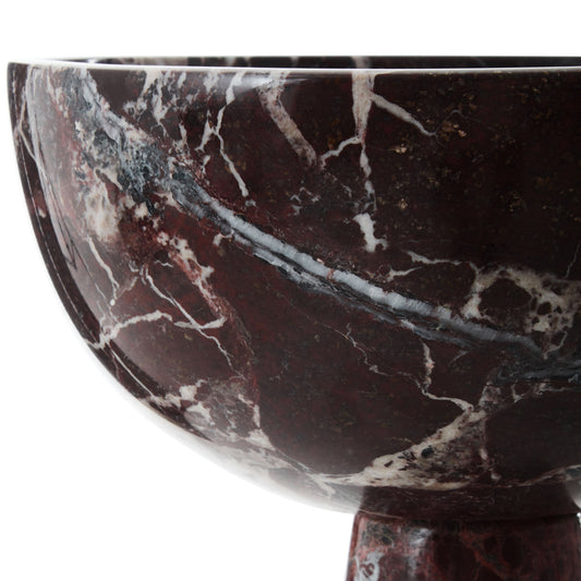 Red Aristocratic Large Marble Pedestal Bowl