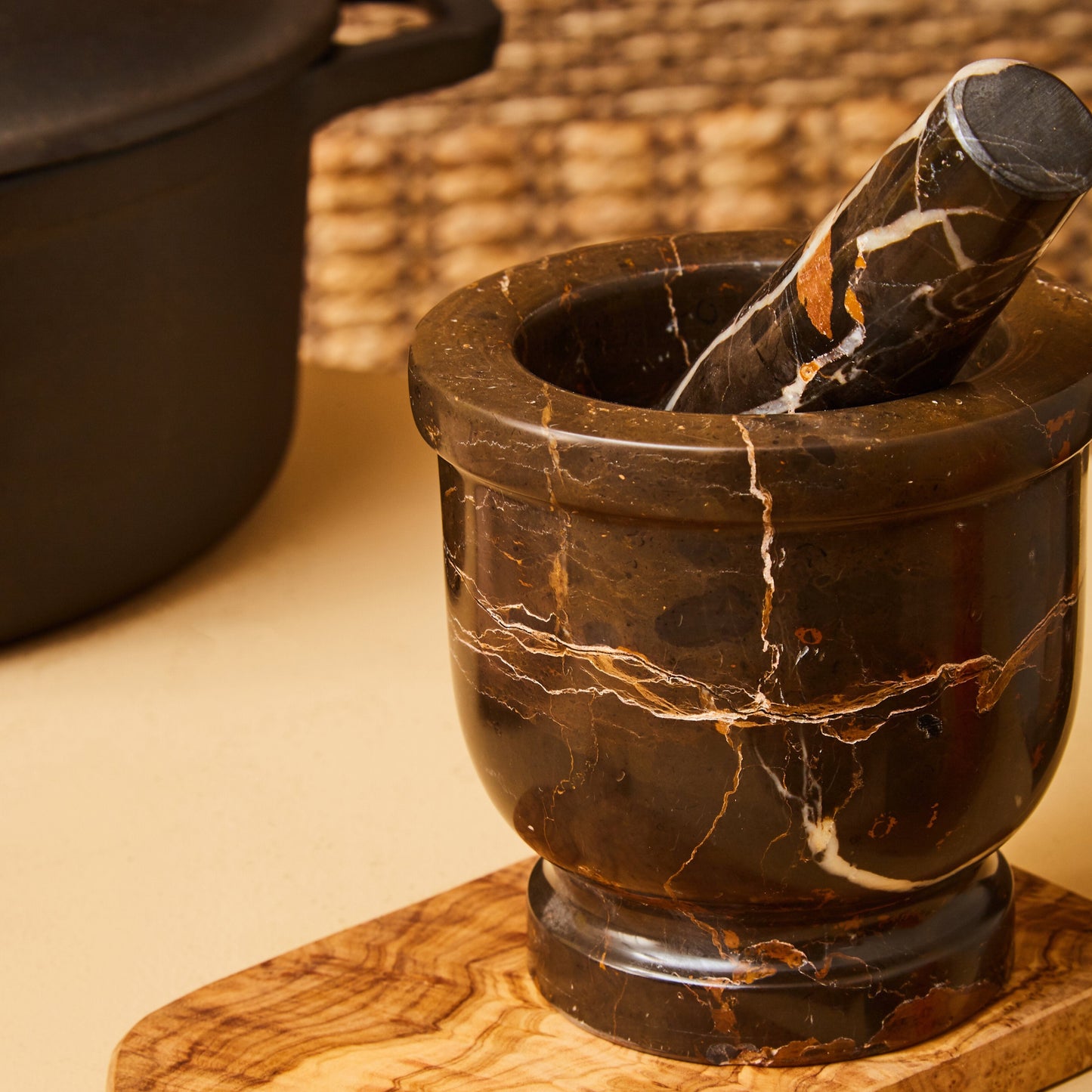 Black & Gold Aristocratic Marble Mortar and Pestle