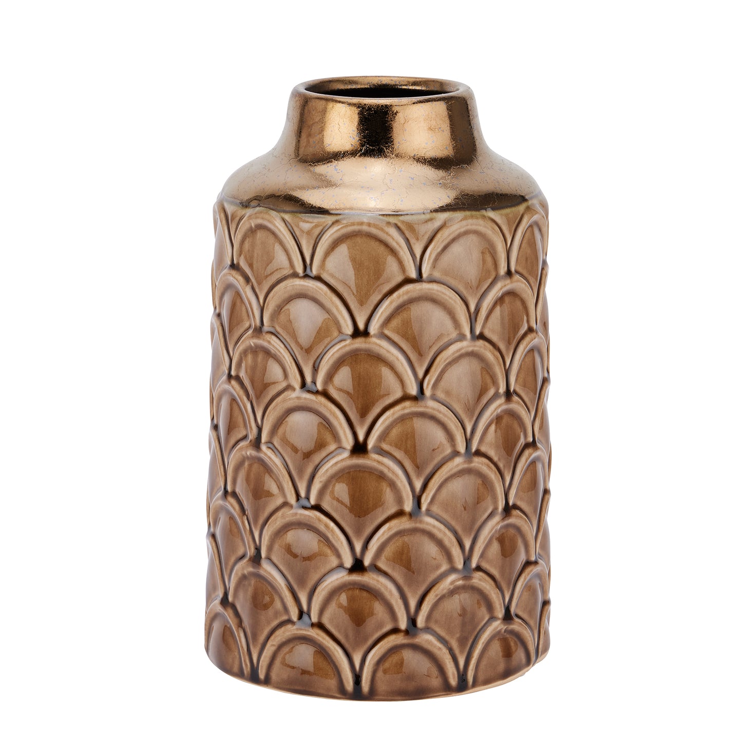 Seville Collection Short Caramel Scalloped Vase