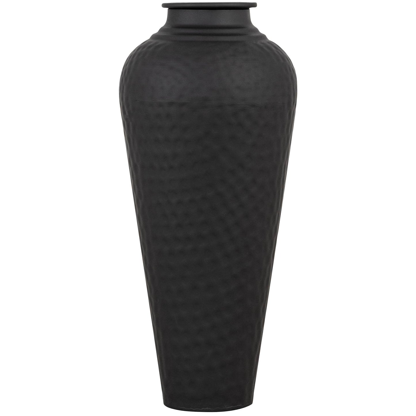 Matt Black Small Hammered Vase With Lid