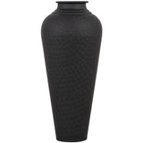 Matt Black Small Hammered Vase With Lid