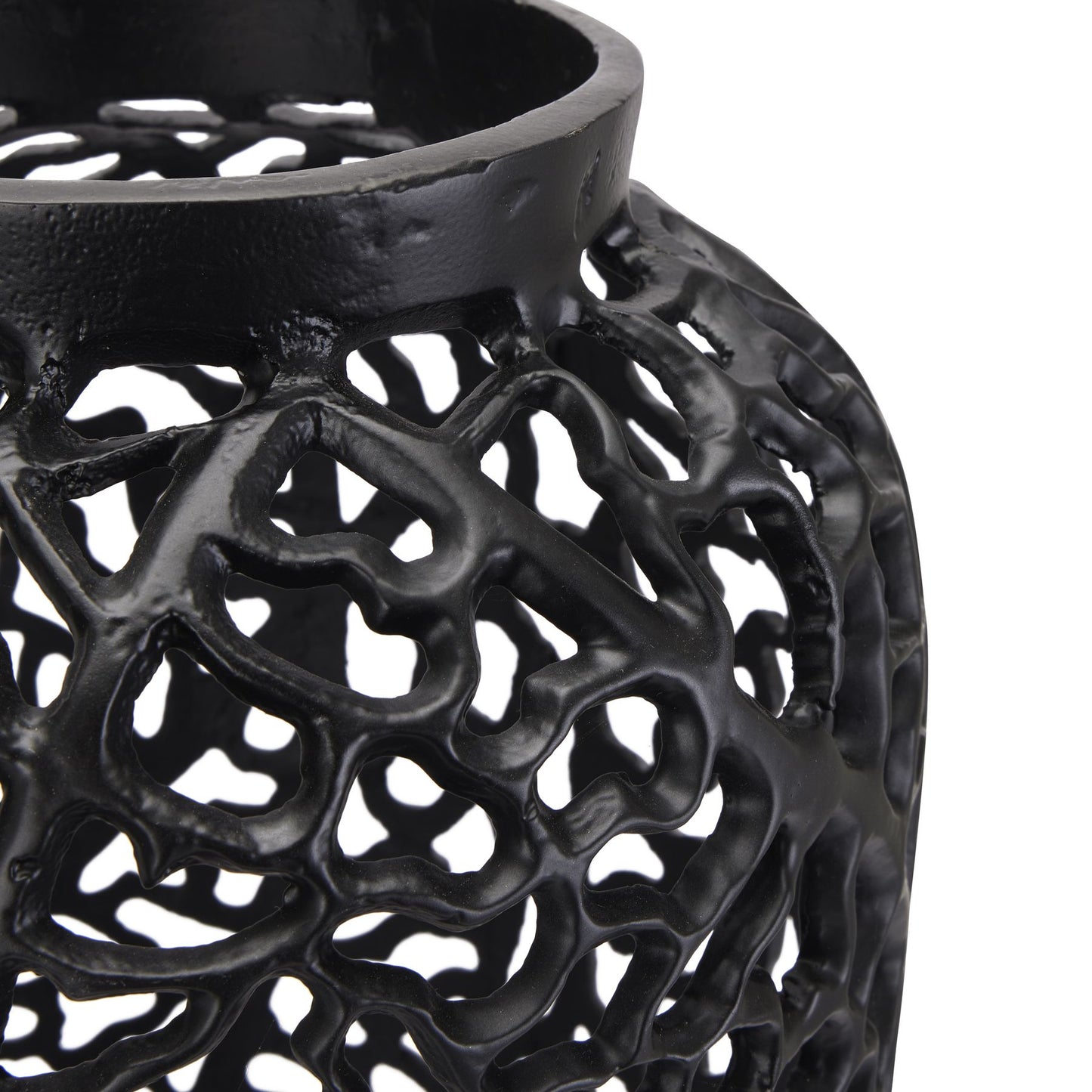 Black Cast Lattice Medium Vase