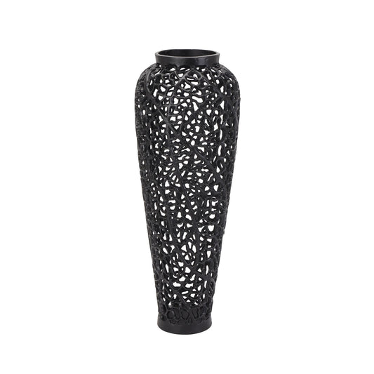 Black Cast Lattice Medium Vase